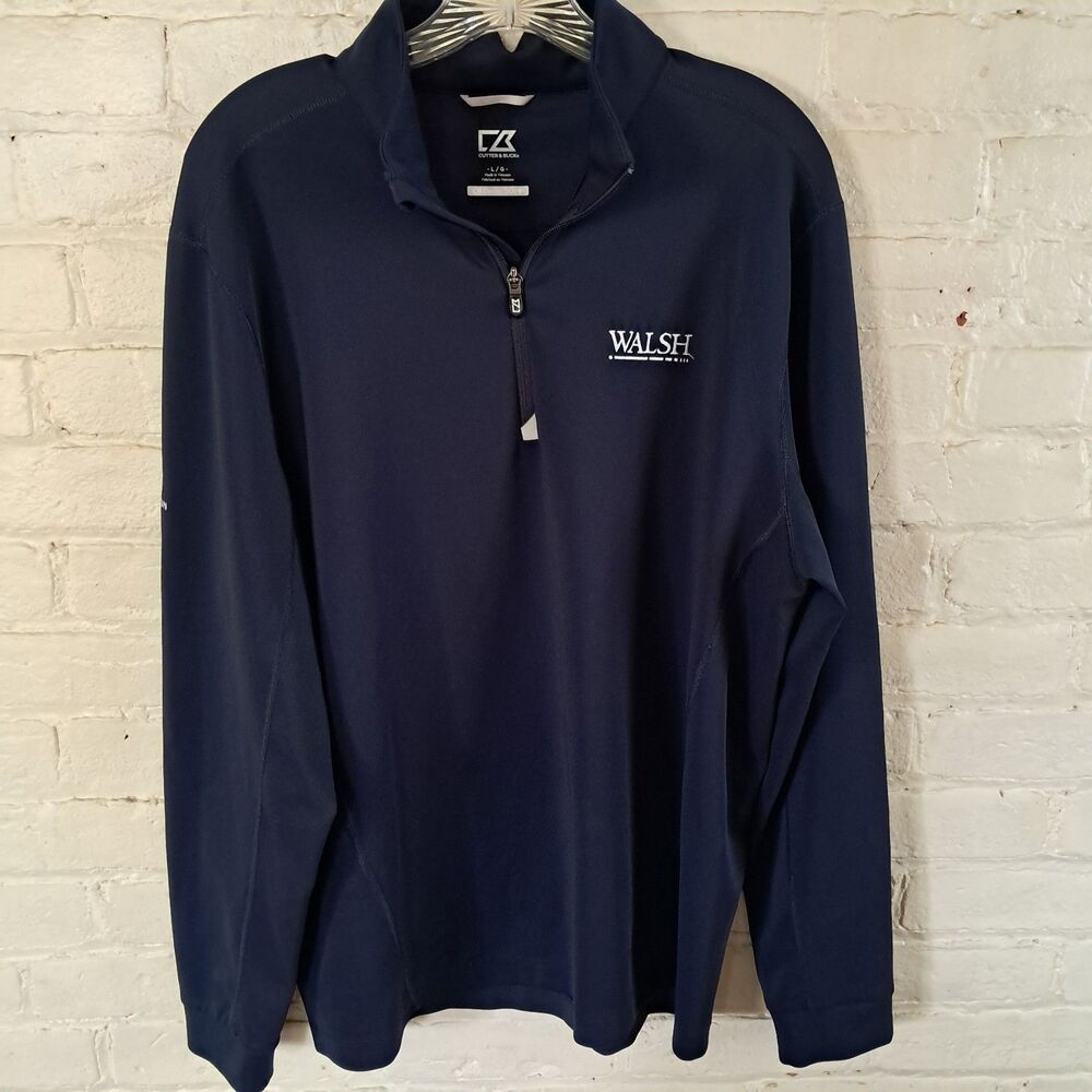 Cutter & Buck Traverse Half Zip Navy Mens Large Pullover #MCK00067 Company Logo